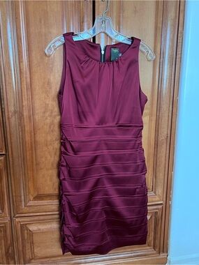 Taylor Wine-Red Ruched Midi Dress